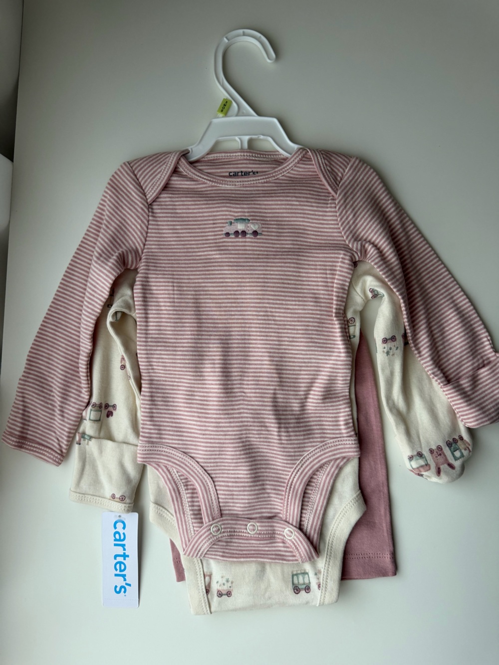 Carter's Pink and Cream Striped Long-Sleeve Baby Pajama Top Set